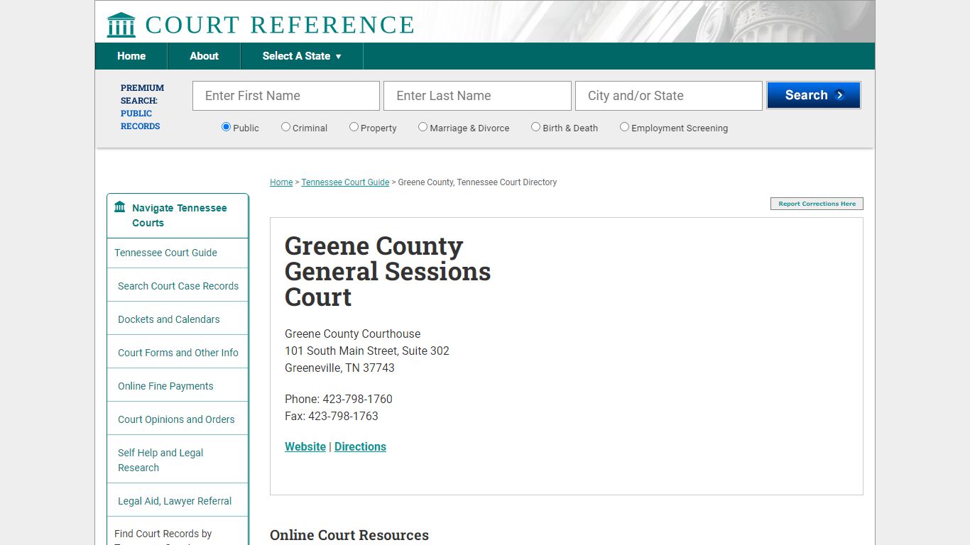 Greene County General Sessions Court - Courtreference.com